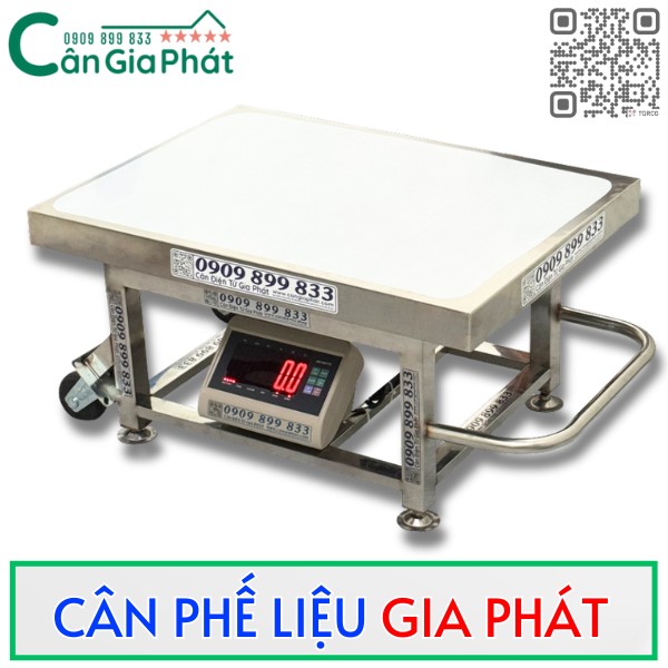 Cân điện tử cân phế liệu Gia Phát mặt bàn inox hiển thị số đỏ dùng cân hàng nặng